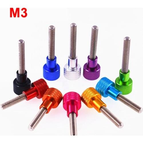 2PCS M3 Knurled Thumb Screws Aluminum Alloy Adjust High Head Step Hand Screw Length 4-100mm