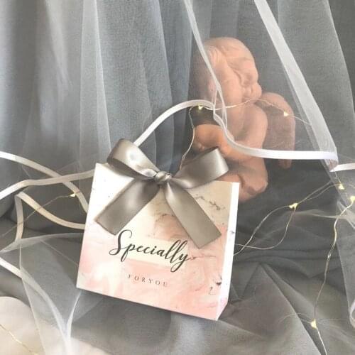 20pcs Creative romantic pink Marble Candy Boxes Chocolate Bag Christmas Party Wedding Favors souvenirs thanks Gift package Bags