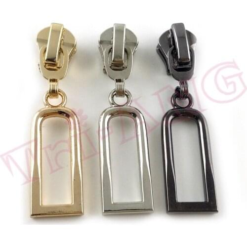20pcs/lot, Golden Arch Shape 5# Metal Zipper Sliders for Fashion Garment Accessories