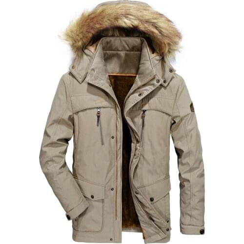 2019 Winter Coat Mid-long Cotton Men Jacket Fashion Casual Plus Velvet Thickening Hooded Wool Outerwear Warm Jackets Zipper