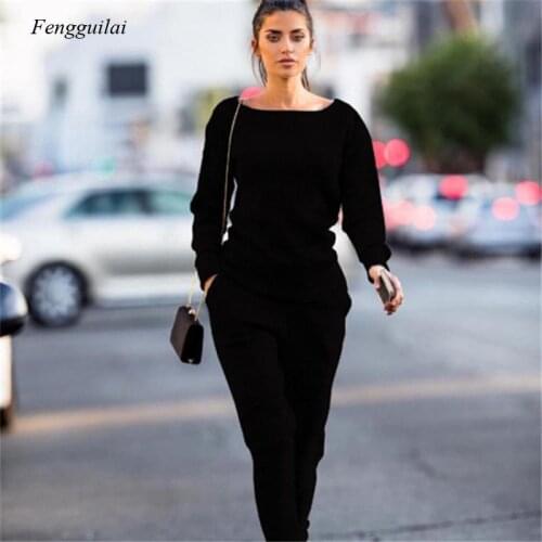 2021 Fall Ladies 2-Piece Sports Suit Jogging Gym Sportswear Hoodie Sweatshirt Pants Set Casual Sportswear