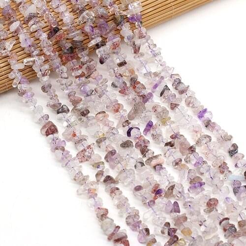 40cm Natural Crystal Rutilated Quartzs Rock Freeform Chips Gravel Sotne Beads For Jewelry Making DIY Bracelet Size 3x5-4x6mm