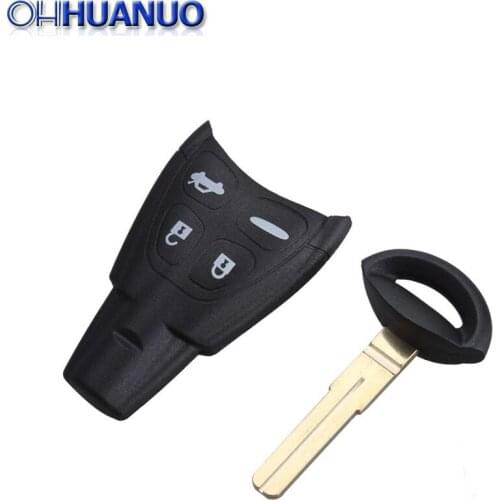 5PCS*Remote Car Key Case Shell For Saab 9-3 93 2003-2007 4 Button Uncut Blade Smart Card Blank Replacement Keyless Fob Cover