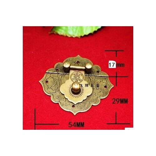 54*46MM Chinese brass box antique buckle lock box buckle furniture copper buckle classic jewelry box lock hasps