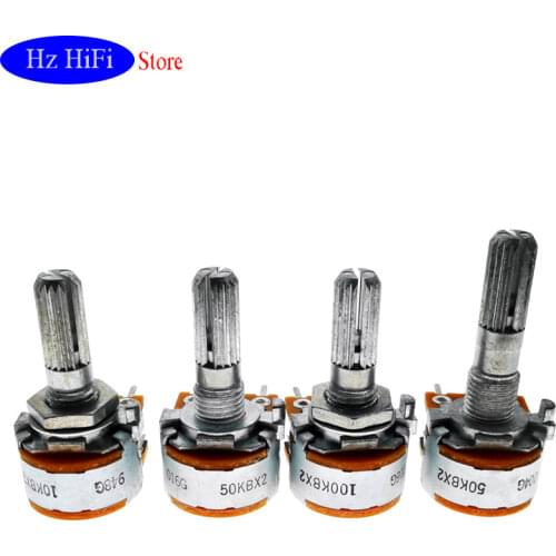 2PCS Japan ALPS RK16 10K 50K 100K 10KBX2 50KBX2 100KBX2 Volume Potentiometer Hifi Audio Dual-unit Rotary Potentiometers