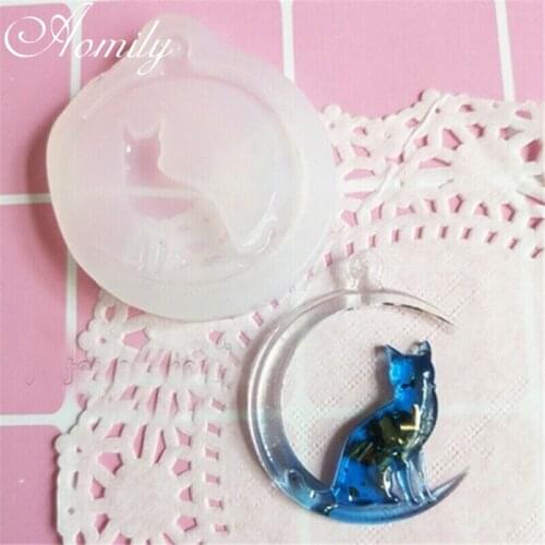 Amoliy Moon Cat Silicone Mold Cake Decorating Tools Pendant Necklace Mold Jewelry Making Resin Mould Epoxy Casting Craft Tool
