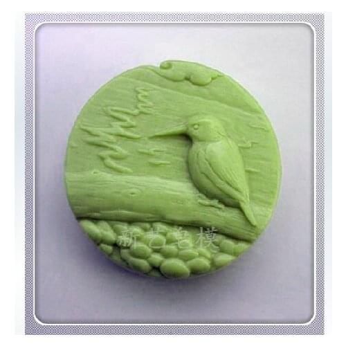 Free shipping !! sparrow in round shape mold silicone /silicone soap mold / cooking mold/ baking silicone mould
