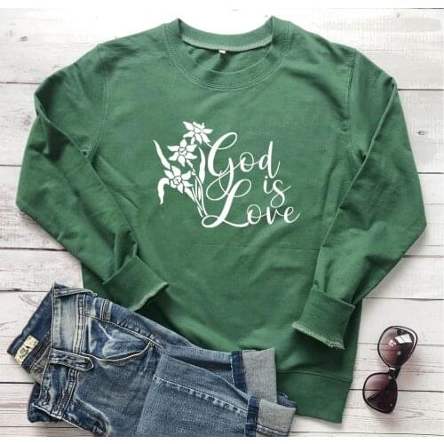 God is love flowers sweatshirt women fashion cotton casual funny slogan graphic young hipster tumblr pullovers tumblr gift tops