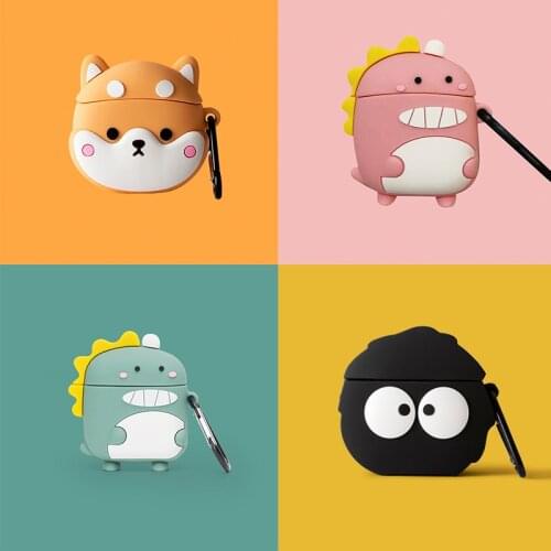 Cartoon dinosaur Headset case For Baseus W04 W04 Pro TWS Bluetooth Earphone 5.0 True Headphones case Silicone Protection Case