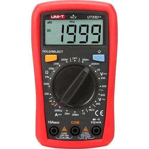 UNI-T UT33D+ Mini Digital Multimeter 600V NCV Palm Size Manual Range AC DC Voltmeter Ammeter Resistance Capatitance Tester
