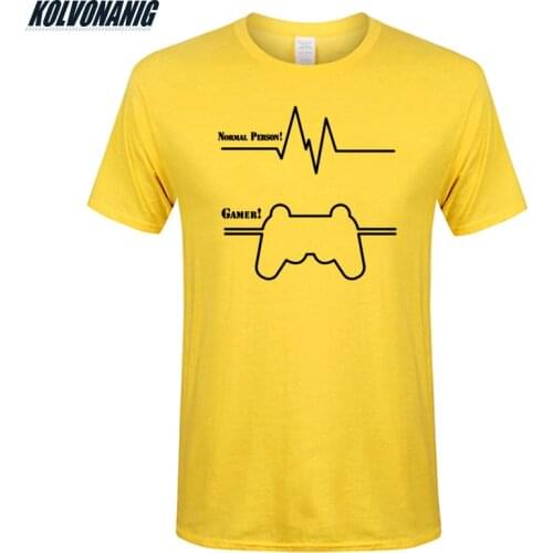 KOLVONANIG 2019 Summer Funny Heartbeat Gamer Cardiogram Print T Shirts Men Cotton Short Sleeve Game T-Shirt Tee Tops Plus Size
