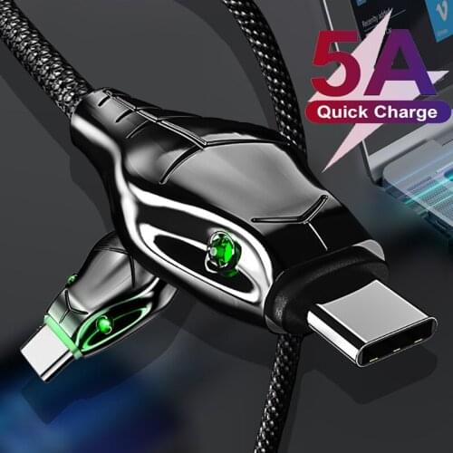 5A USB Type C Quick Charge Cable Micro USB C Mobile Phone Fast Charging Data Snyc Cord For iPhone 12 11 Pro Max Xiaomi 11 Huawei