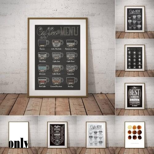 Coffee Funny Quote Print Cafe Wall Art Retro Poster Decor , Chalk Blackboard Style Art Canvas Painting Coffee Shop Wall Picture