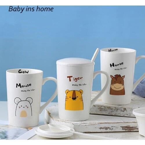 Chinese Zodiac Coffee Cup Breakfast Milk Cup 12 Style Cartoon Animals Ceramic Mug Milk Cup Drinkware Gifts for Family