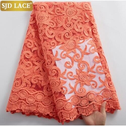 SJD LACE 2021Latest Peach African Sequin Lace Fabric Embroidery French Mesh Lace Fabric Soft Nigerian Milk Silk Tulle LaceFA2433