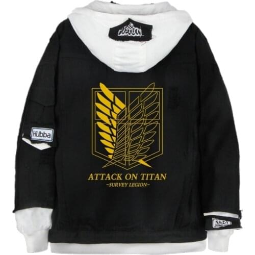 Anime Attacking Giant Cosplay Unisex Jacket Coat Costume Adult Sweater Fake Two Button Denim Black Anime Cosplay Jackets