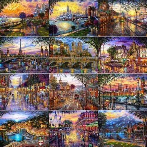 XUEQIXIAOZU Full Square/Round Street Scenery Diamond Embroidery Mosaic Embroidery 5d Diy Diamond Painting Home Decor Gifts New