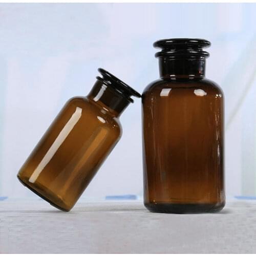 1PCS lab 30ml to 5000ml amber glass bottle transparent seal brown reagent bottle with wide-mouthed or narrow mouth