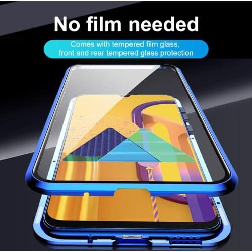 360 Magnetic Flip Case For Samsung Galaxy A8 PLUS A71 A51 A9 A7 2018 A80 A70 A60 A50 A40 A20S Adsorption Metal Double Glass Case
