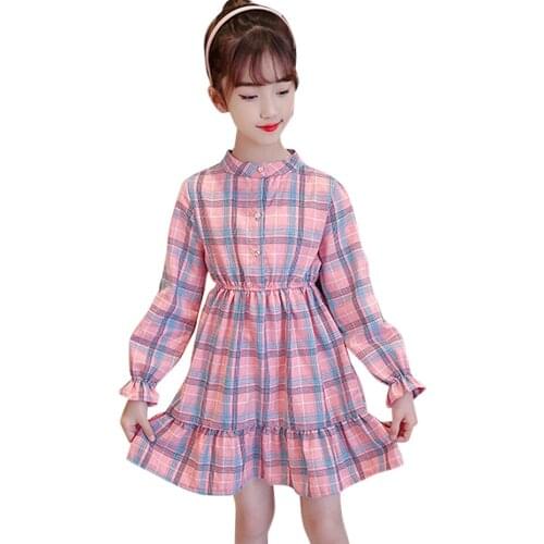 Kids Dresses For Girls Plaid Pattern Dress For Girls Casual Style Kids Dress Summer Girls Clothes 6 8 10 12 14