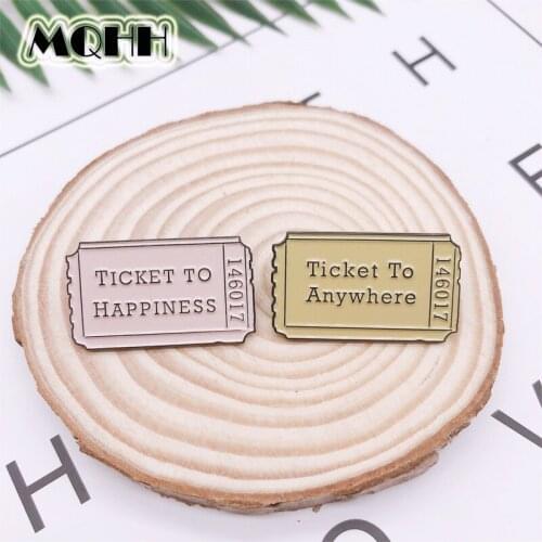 Cartoon Creative Movie Ticket Enamel Brooch Geometric Pink Yellow Alloy Badge Denim Shirt Bag Pin Cute Jewelry Gift For Kid