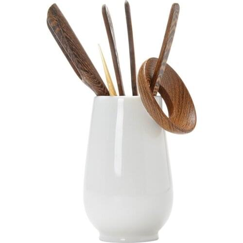 Jade Ceramic Whiteware Tea Ceremony Six Gentlemen Kung Fu Tea Set Accessory Set Ebony Door Frame Tea Art Parts Tea Strainer