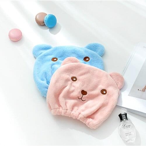 New Cute Bear Bath Cap Soft Microfiber Hair Turban Quickly Dry Hair Hat Wrapped Towel Bathing Cap Hair Speed Dry Shower Cap