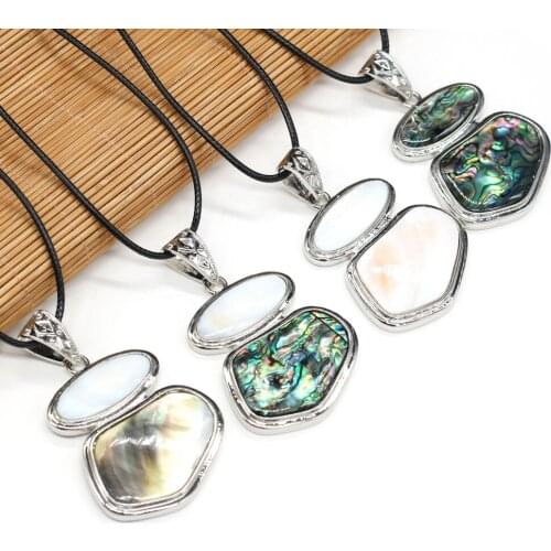 Natural Abalone Shell Pendant Necklace Mother of Pearl Shells Choker Leather Rope Chain Charms Necklaces for Women Jewelry Gift