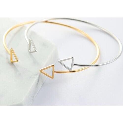 Hot Japan and Korea Simple Style Hollow Double Triangle Square Adjustable Opening Bangles Exquisite Geometric Bracelet