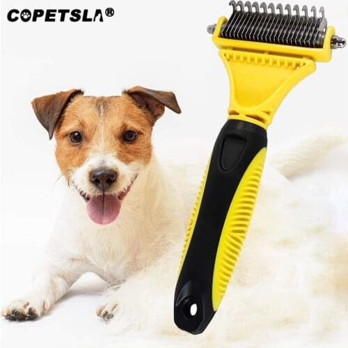 Copetsla Dogs Hair Removal Comb Detangler Fur Trimming Dematting Deshedding Brush Grooming Tool For matted Long Hair Curly Pet