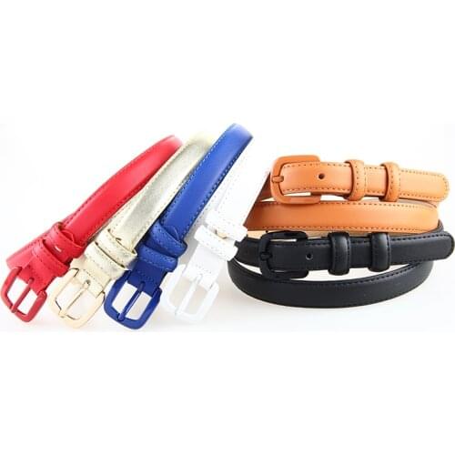 High Fashion Genuine Leather Slim Belts For Ladies Pretty Luxury Designer Pin Buckle Belt Black Red White Brown Woman Thin Belt