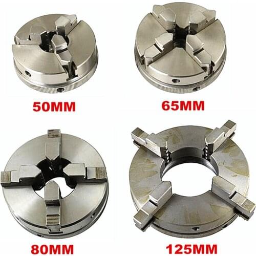 Manual Self-Centering Lathe Chuck 4 jaws 50/65/80/90/125mm for Woodworking Lathe Chuck