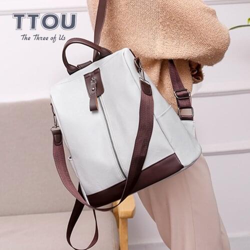 Retro Anti-theft PU Leather Shoulder Bag For School Students Casual Laptop Books Hold Many Pocket Backpacks Vintage Travel Bags