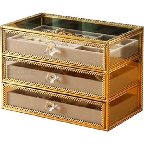 Jewelry box European jewelry necklace ring earrings earrings earrings storage box multi-layer large capacity