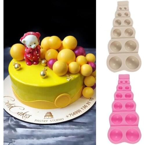 Silicone Mold Easy Removal Unique Shape Silicone Half Round Baking Mold Making Hot Chocolate Bomb Cake Jelly For Cake Pink Mold