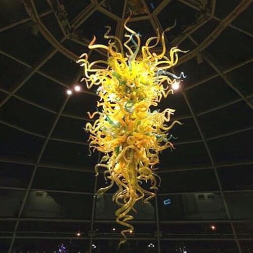 Modern Led Chandelier Designer Art Glass Lighting Yellow Home Hotel Large Murano Glass Chandeliers