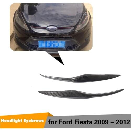 Dry Carbon Fiber Headlight Lamp Eyelids Eyebrows for Ford Fiesta Accessories 2009 - 2012 Sticker Trim Real Carbon Fiber