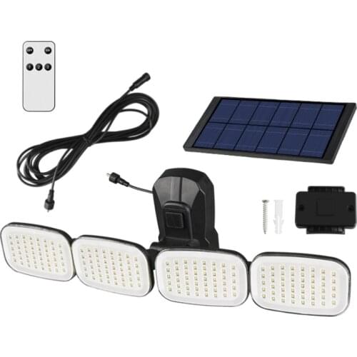 Waterproof Lighting Wall Lights Four-head Design Remote Control PIR Motion Sensor Solar Powered Street Lamps For Garden