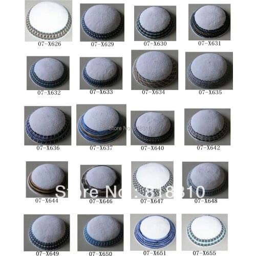 HIGH QUALITY HANDMADE KNITTED YARMULKE KIPPAH WHITE TOP DMC MOQ 50PCS/MODEL PRICE PER PIECE