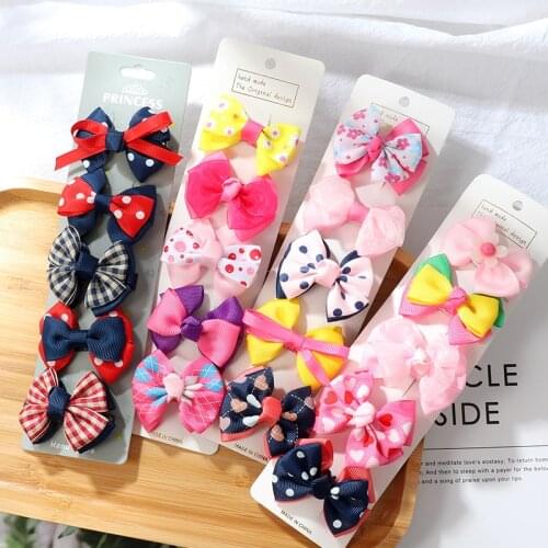 5pcs/set Bow Hairpin Girl Color Printing Hairpin Hair accessories Baby Color Bow Hair accessories Children Hair clips