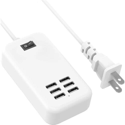 6USB Plug-in Charger for Smart Phones, Tablets, Smart Devices, Multi-port 1A2A3A Fast Charge and Direct Charge