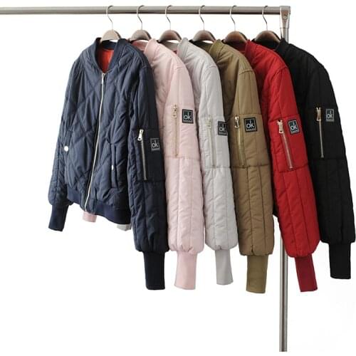 Womens Winter army green Flight bomber short jacket autumn women Casual Quilted Basic jacket coat clothes ladies