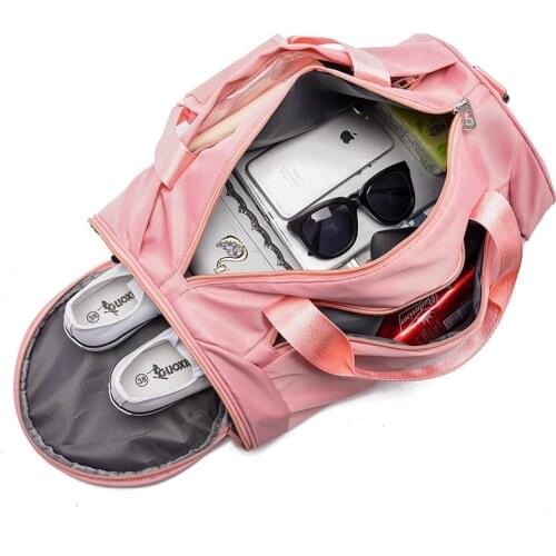 Womans travel hand bags shoes luggage organizer weekend gym bag large sports nylon tote travelling bags For Women Handbags pink