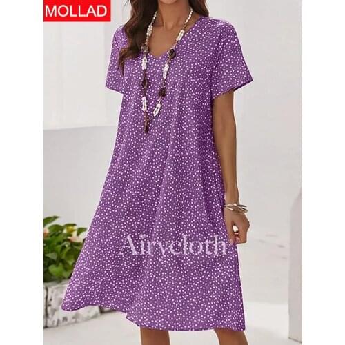 New 2021 Summer Street Temperament Womens Cotton Pullover Short Sleeve round Neck Swing Dress First-Hand Supply