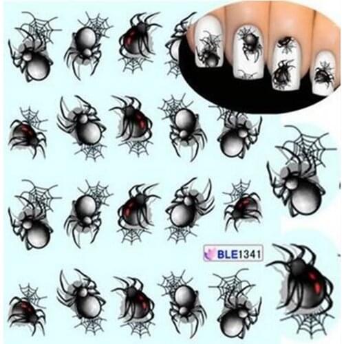 1 Sheet Halloween style Spider Water Transfer Nail Art Stickers Manicure Decoration Nails Wraps Decals Styling Tools SABLE1341