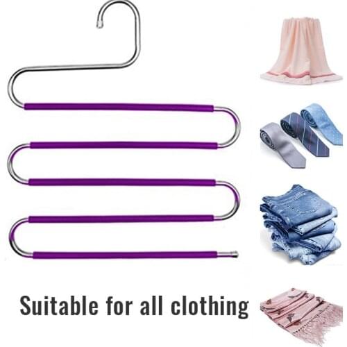 1pc 5 layers S Shape MultiFunctional Clothes Hangers Pants Storage Hangers Cloth Rack Multilayer Storage Cloth Hanger