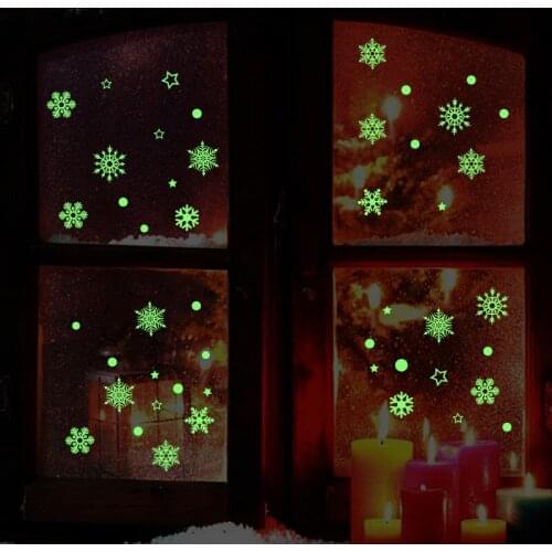 2PCS Christmas Window Sticker snowflake Glass Sticker Xmas Christmas Decorations for Home Noctilucent Effect night light Y0048