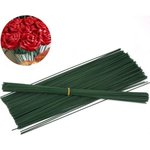 20PC 20CM Artificial Flower Stem Iron Wire Stems DIY Paper Flower Stub Green Floral Tape Rose Stem DIY Decor Bouquet Accessories