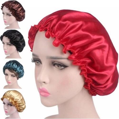 70% Hot Sale Women Elastic Satin Lace Solid Color Night Sleep Hat Chemotherapy Hair Care Caps