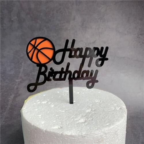 Acrylic Basketball Cake Topper Theme Sports Happy Birthday Cupcake Topper For Kids Boys Birthday Sports Party Cake Decorations